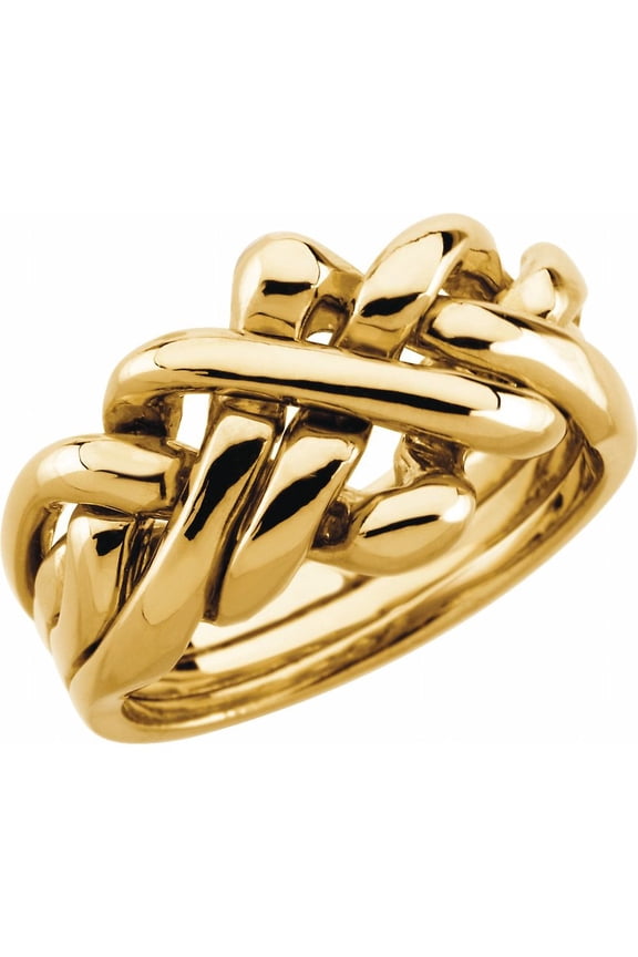 Men's 18k Yellow Gold 12.5mm Puzzel Band Ring Fine Jewelry For Men Gifts For Him, Size 11