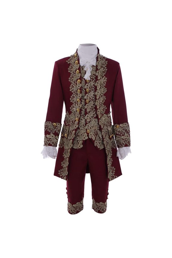 Men's 18th Century Rococo Cloth 1700s Baroque Frock Coat Waistcoat Pants Set