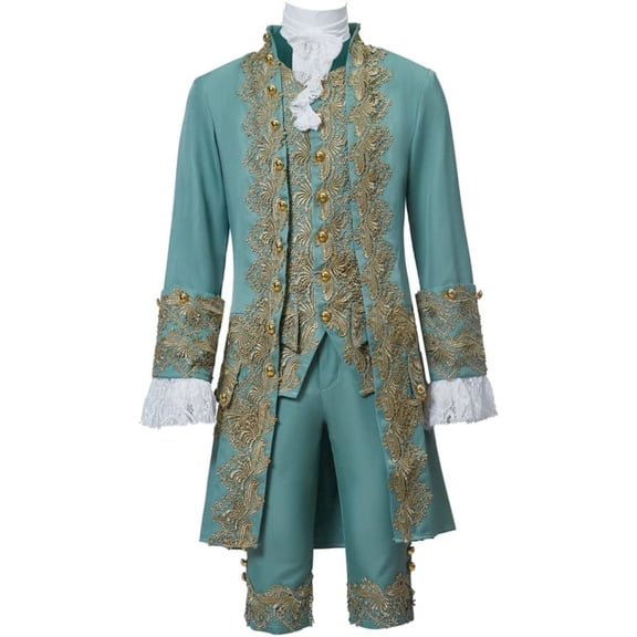 Men's 18th Century Rococo Cloth 1700s Baroque Frock Coat Waistcoat Pants Set