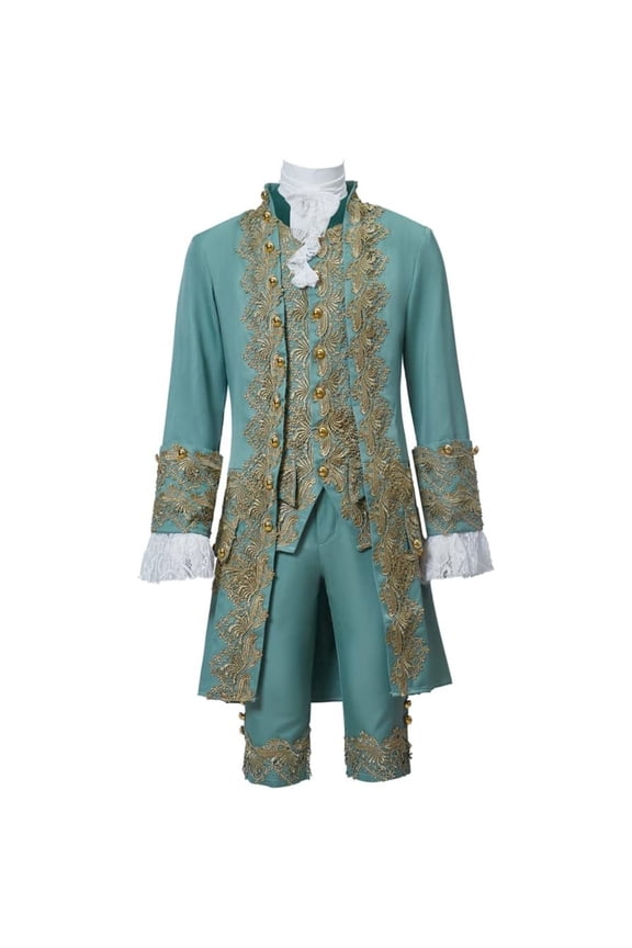 Men's 18th Century Rococo Cloth 1700s Baroque Frock Coat Waistcoat Pants Set