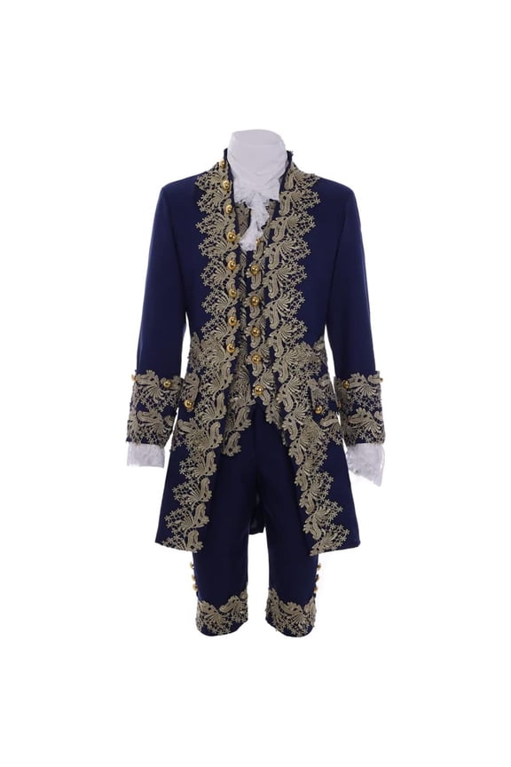 Men's 18th Century Rococo Cloth 1700s Baroque Frock Coat Waistcoat Pants Set