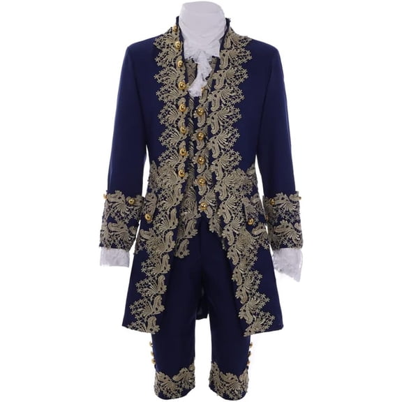 Men's 18th Century Rococo Cloth 1700s Baroque Frock Coat Waistcoat Pants Set