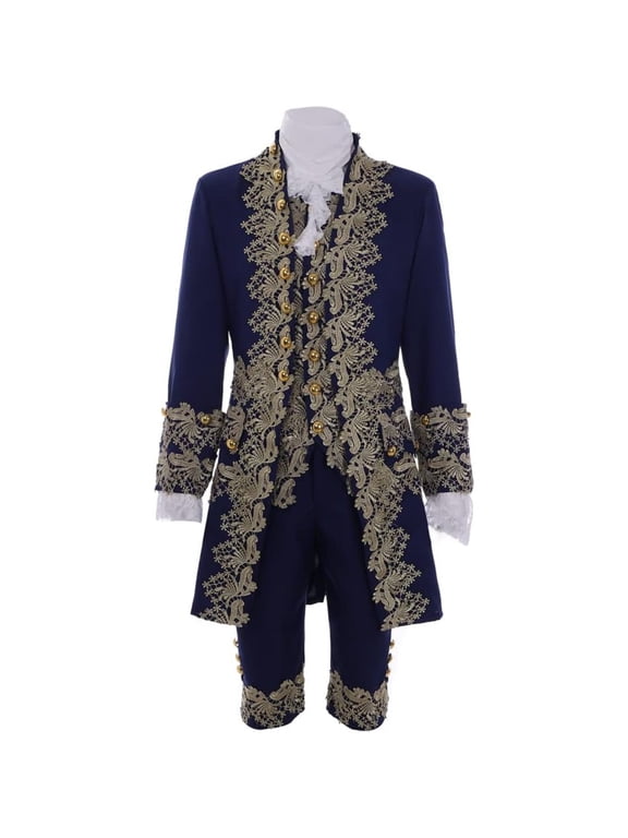 Men's 18th Century Rococo Cloth 1700s Baroque Frock Coat Waistcoat Pants Set