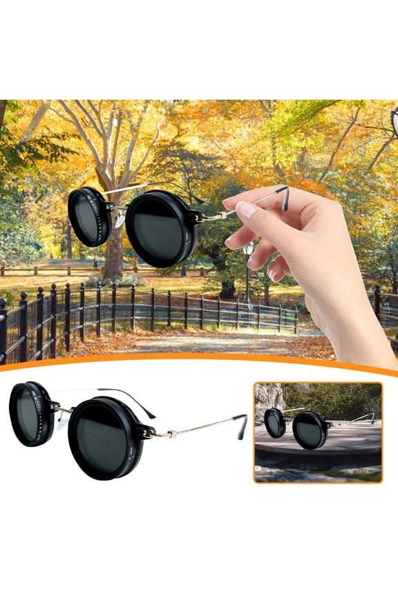 Men's 19 Gear Adjustable Color Tone Polarized Circular Beach Sunglasses for Outdoor Travel
