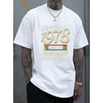 thumbnail image 1 of Men's 1978 Vintage Cassette Graphic T-Shirt - Limited Edition Retro Letter Print, Light Grey Regular Fit Short Sleeve Tee for Summer Casual Wear, Vintage Inspired Shirt | Comfortable Fabric, 1 of 6
