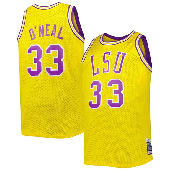 Men's 1990/91 Mitchell & Ness Shaquille O'Neal Gold LSU Tigers Big & Tall Swingman Jersey