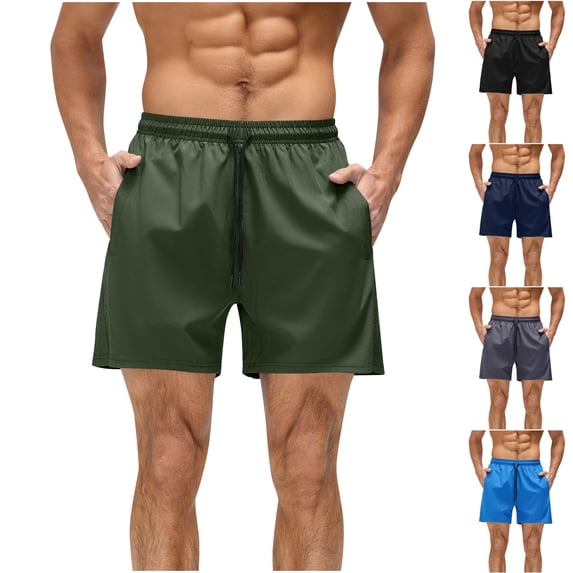 Men's 2 in 1 Athletic Shorts 5" Inseam Quick Dry Running Short Pants with Compression Liner, Muscle Fit Training Shorts for Workout, Zipper Pockets Elastic Waist