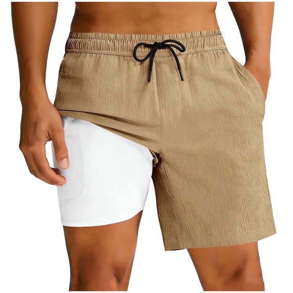 Men's 2 in 1 Athletic Shorts 7 Inch Inseam Performance Workout Short Pants with Compression Liner & Phone Pocket, Quick Dry Training Running Wear for Basketball