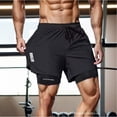 thumbnail image 1 of Men's 2 in 1 Gym Workout Shorts, Quick Dry Athletic Outdoor Shorts with Liner, Breathable Performance Running Shorts, Elastic Waistband Compression Training Trunks Activewear Bottoms, 1 of 7