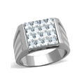 thumbnail image 1 of Men's 2.88 Ct Princess Cut Cubic Zirconia, Silver Stainless Steel Ring Size 9, 1 of 5