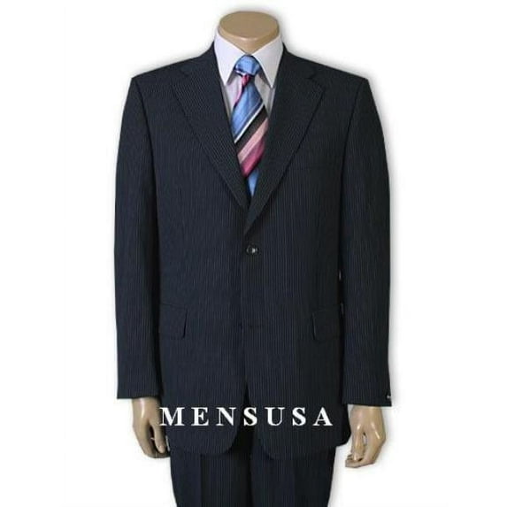 Men's 2 Button Dark Navy Blue Suit For Men Pinstripe Super 120'S Wool Business Business ~ Wedding 2 Piece Side Vented 2 Piece Suits For Men