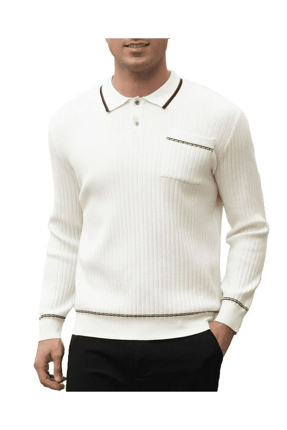 Men's 2-Button Slim Fit Cotton Sweater, Lightweight Business Casual Pullover for Fall/Winter