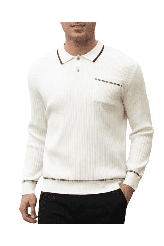 Men's 2-Button Slim Fit Cotton Sweater, Lightweight Business Casual Pullover for Fall/Winter