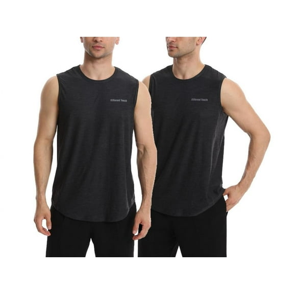 Men’s 2 Pack Active Gym Workout Sleeveless Shirts Quick Dry Crew Neck Muscle Tank Top