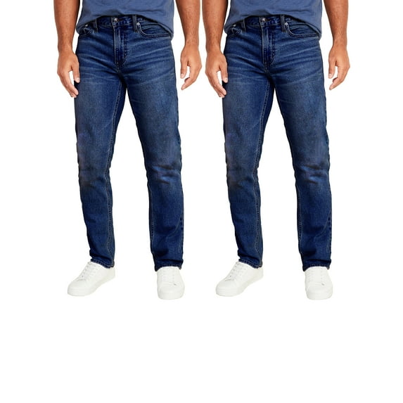Men's 2-Pack Flex Stretch Slim Straight Jeans with 5 Pocket (Sizes, 30-42)