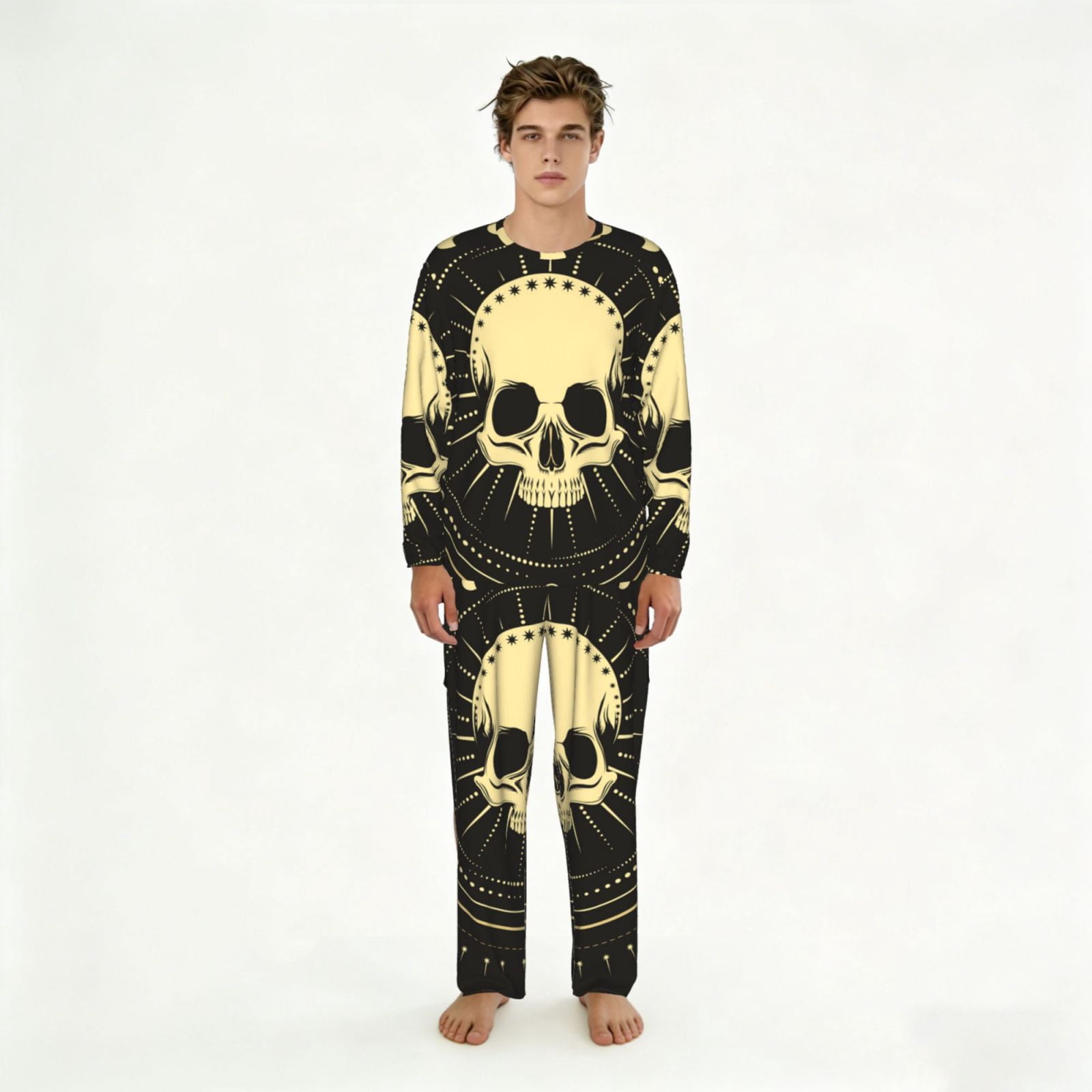 Men's 2 Pack Pajama Set Long Sleeve Sleepwear Soft Loungewear Pjs Sets ...