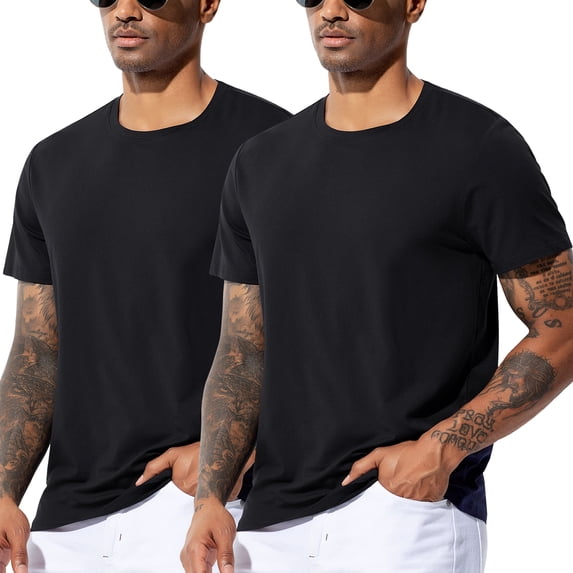 Men's 2 Pack Active Quick Dry T-Shirts Tagless Short Sleeve Tees for Running, Sports, Workout, Gym, Casual