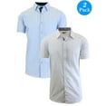 thumbnail image 1 of Men's 2-Pack Short Sleeve Slim-Fit Solid Dress Shirts (S-5XL), 1 of 2