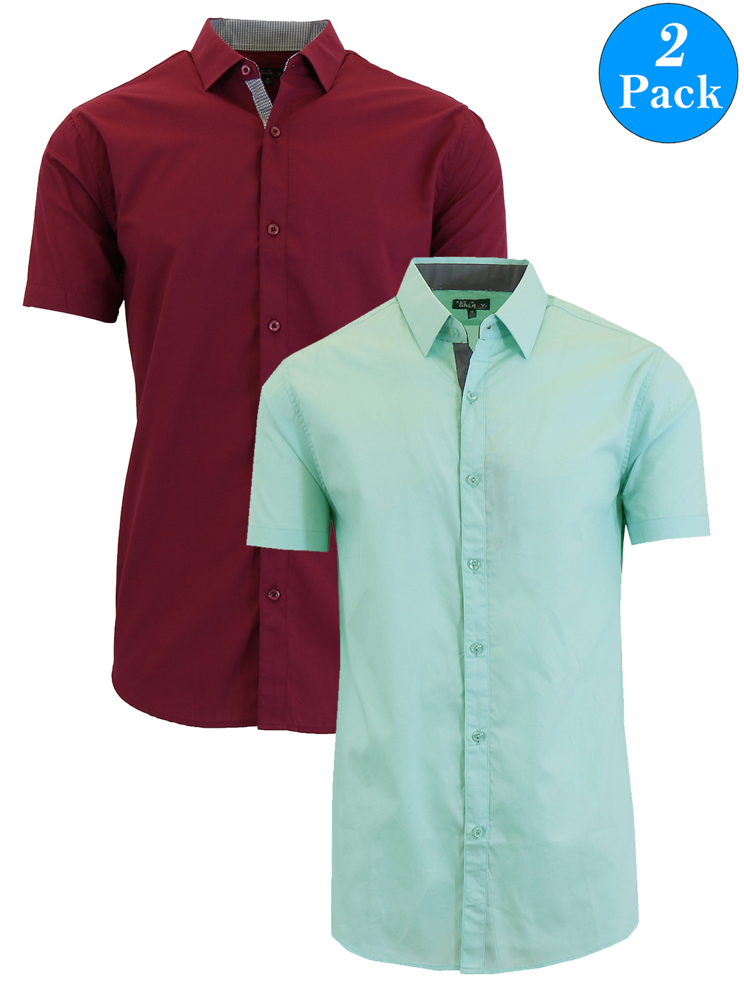 Men's 2-Pack Short Sleeve Slim-Fit Solid Dress Shirts (S-5XL) - image 1 of 2