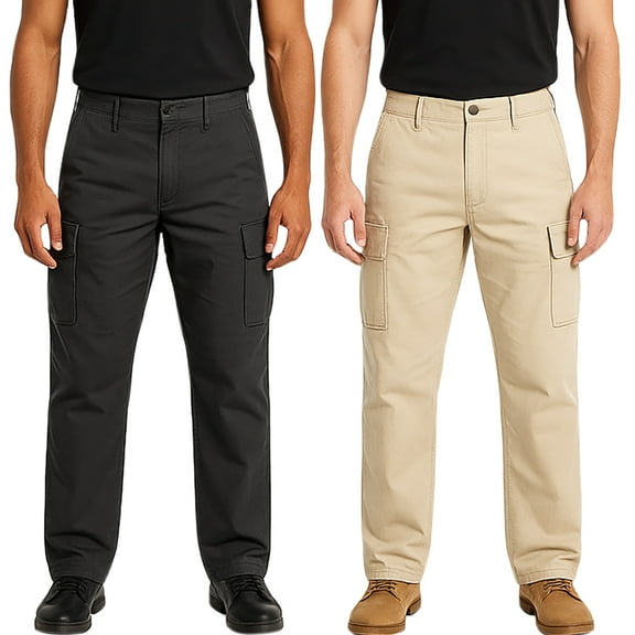Men's 2-Pack Straight‑Leg Utility Cargo Pants - Stone/Charcoal - 40