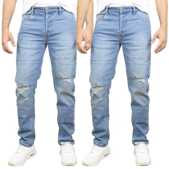 Men's 2-Pack Stretch Ripped Jeans - Denim Look with Flexibility & Comfort (Sizes: 30-42)