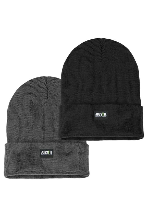 Men's 2-Pack Warm Winter Acrylic Knit Cuff Beanie Everyday Hat