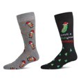 thumbnail image 1 of MeMoi 2 Pair Men's Rayon Blend "Holiday Cheer" Christmas Novelty Crew Socks - Mens - Male, 10-13, Gray-Black, 1 of 4