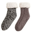 thumbnail image 1 of Men's 2 Pair Pack Slipper Socks with Grips Non Slip Soft Fuzzy Cozy Fleece Lined Cable Knit Socks for Cold Winter, 1 of 7