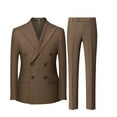 thumbnail image 1 of Men's 2 Piece Brown Double Breasted Suits Slim Fit Tuxedo Jacket and Dress Pants Set for Wedding Business Prom, 1 of 7
