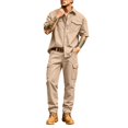 thumbnail image 1 of Men's 2 Piece Cargo Set Short Sleeve Button Down Shirt with Pockets and Casual Trousers Workwear Outfit, 1 of 8
