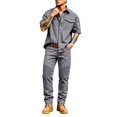 thumbnail image 1 of Men's 2 Piece Cargo Set Short Sleeve Button Down Shirt with Pockets and Casual Trousers Workwear Outfit, 1 of 7