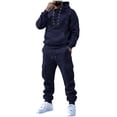 thumbnail image 1 of Men's 2 Piece Cargo Tracksuit, Long Sleeve Solid Lace up Hooded Pullover Sweatshirt & Multi‑Pocket Cargo Jogger Pants, Casual Streetwear Athletic Sweatsuit for Men, 1 of 5