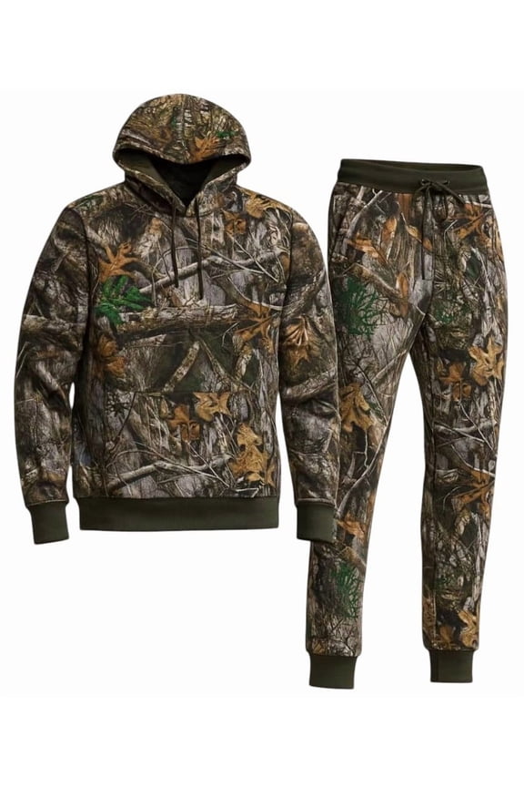 Men's 2 Piece Casual Pullover Camo Jungle Hunting Printed Designer Tech Suit