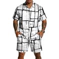 thumbnail image 1 of Men's 2 Piece Casual Retro Summer Beach Button Down Shirt Short Sleeve Shirts and Shorts Outfits Sets, 1 of 6