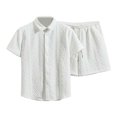 thumbnail image 1 of Men's 2 Piece Casual Sets Short Sleeve Button Down Shirts and Loose Pants, Comfortable Fabric, Suitable for Summer Beach Vacations and Daily Wear, US Sizes, 1 of 3