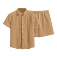 thumbnail image 1 of Men's 2 Piece Casual Sets Short Sleeve Button Down Shirts and Loose Pants, Comfortable Fabric, Suitable for Summer Beach Vacations and Daily Wear, US Sizes, 1 of 3