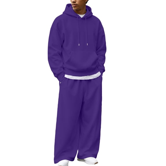 Men's 2 Piece Casual Tracksuit Oversized Pullover Hoodie and Wide Leg Pants Outfit Set 3XL