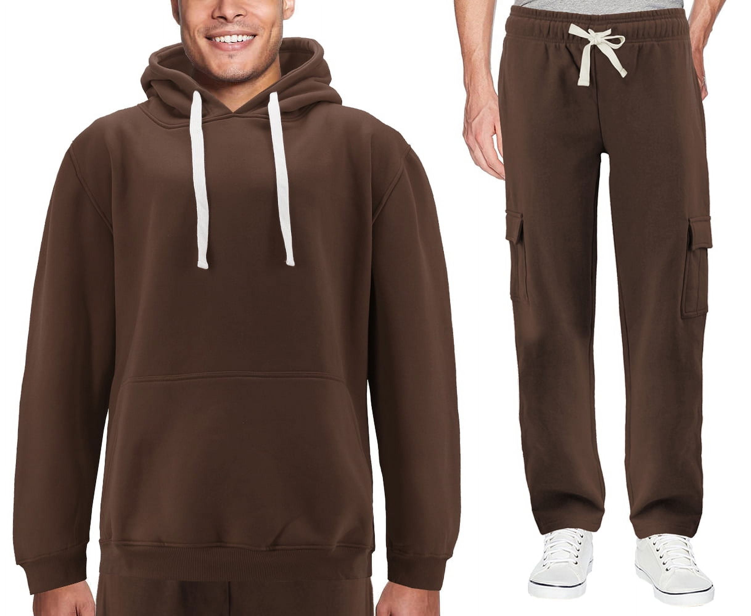 Men s 2 Piece Fleece Sports Gym Running Athletic Jogging Track Sweat Suit Set Brown 4XL Walmart
