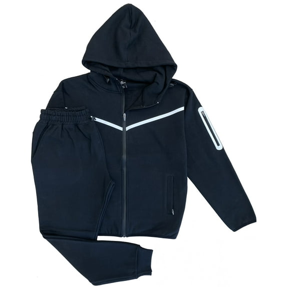 Men’s 2-Piece Fleece Sweatsuit Tech Performance Heavy Winter Sweat Jacket & Fleece Pants