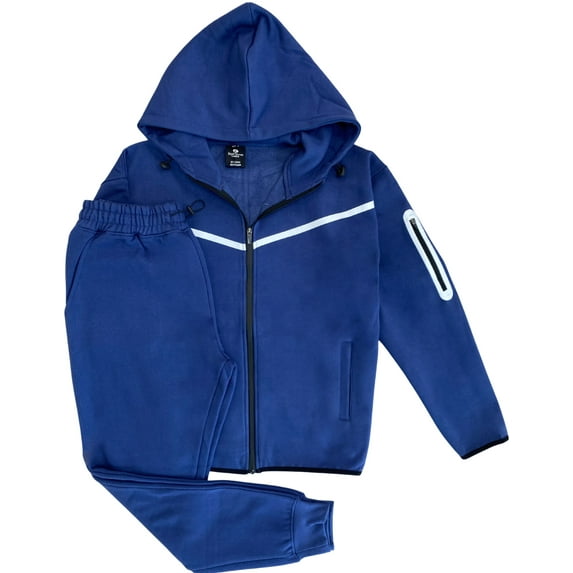 Men’s 2-Piece Fleece Sweatsuit Tech Performance Heavy Winter Sweat Jacket & Fleece Pants