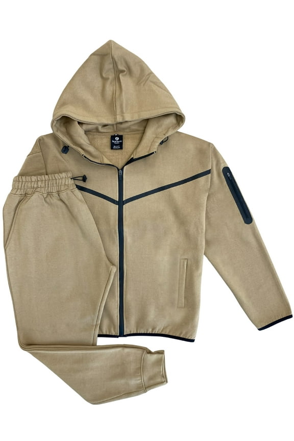 Men’s 2-Piece Fleece Sweatsuit Tech Performance Heavy Winter Sweat Jacket & Fleece Pants