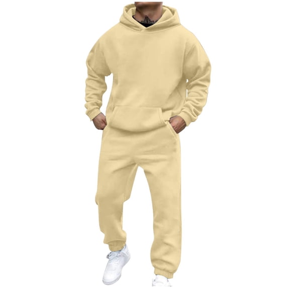 Men's 2 Piece Hooded Tracksuit Set Long Sleeve Pullover Sweatshirts and Sweatpants with Pockets Fashion Comfy Athletic Sweatsuit