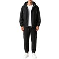 thumbnail image 1 of Men's 2 Piece Hooded Windbreaker Suit Jacket and Cargo Pants Lightweight Zip Up Multi Pocket Sports Outfit, 1 of 3