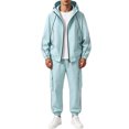 thumbnail image 1 of Men's 2 Piece Hooded Windbreaker Suit Jacket and Cargo Pants Lightweight Zip Up Multi Pocket Sports Outfit, 1 of 3