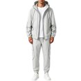 thumbnail image 1 of Men's 2 Piece Hooded Windbreaker Suit Jacket and Cargo Pants Lightweight Zip Up Multi Pocket Sports Outfit, 1 of 3