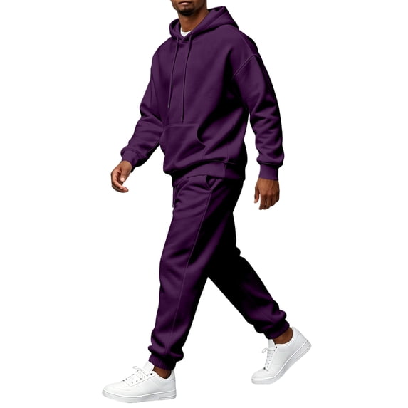 Men's 2 Piece Hoodie Set Pullover Sweatshirt and Jogger Pants, Relaxed Casual Fall Athleisure Outfit with Kangaroo Pocket Matching Sweatsuit, 2XL