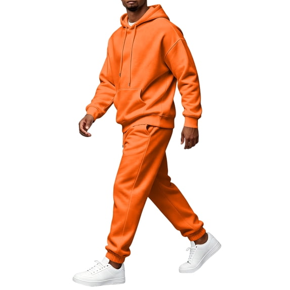Men's 2 Piece Hoodie Set Pullover Sweatshirt and Jogger Pants, Relaxed Casual Fall Athleisure Outfit with Kangaroo Pocket Matching Sweatsuit, L