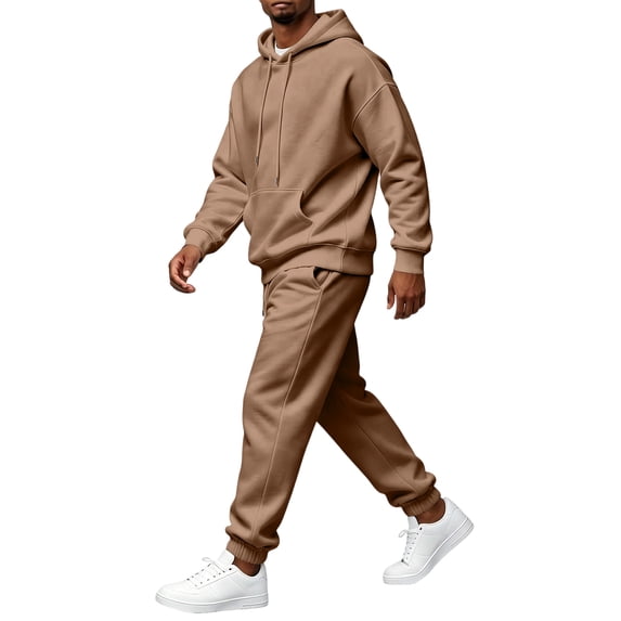 Men's 2 Piece Hoodie Set Pullover Sweatshirt and Jogger Pants, Relaxed Casual Fall Athleisure Outfit with Kangaroo Pocket Matching Sweatsuit, M