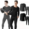 thumbnail image 1 of Men's 2 Piece Long Thermal Underwear Set, Cold Weather Base Layer Set for Men, Black, XL, 1 of 8