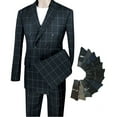 thumbnail image 1 of Men's 2-Piece Men's Windowpane Double Breasted Suit w/1 Pair of Socks - Black 46L, 1 of 3